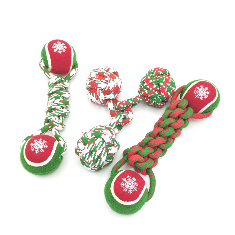 Jouet de Noël pour chien de tennis en corde de coton