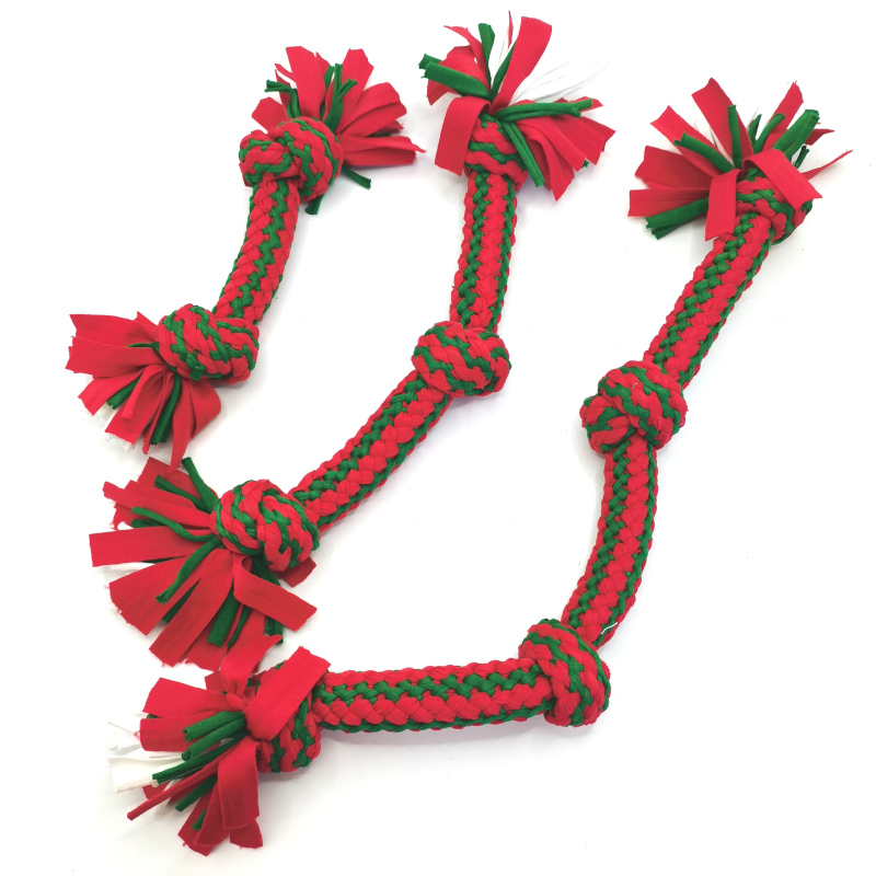 Jouet pour chien en corde aux couleurs de Noël